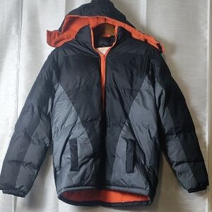 Men's Black and‎ Orange Puffer Jacket